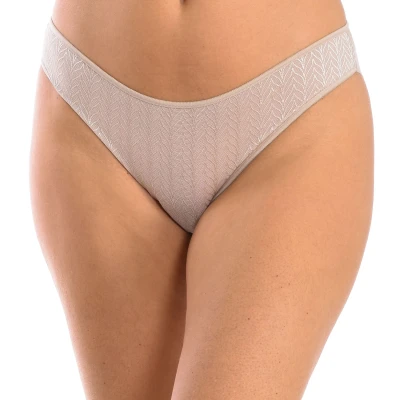 Image of Selene Womens Micro tulle bikini bottom with herringbone design for women, model 3095. Elegant, soft and a perfect fit. Beige Size Large