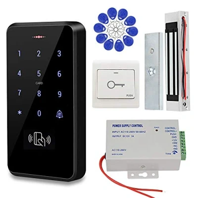 Image of KDL RFID Card Door Access Control System Kit Waterproof IP68 Keypad Outdoor Use DC12V Power Transformer 180kg/350lbs Magnetic Lock Hold Force