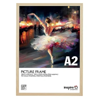 Image of Inspire By Hampton SORBONNE A2 (42x59cm) Oak Effect Picture Photo Frame Plexi (Non Glass) 1 Pack IBHSORA2NGPK1