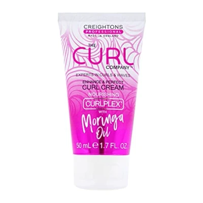 Image of The Curl Company Enhance &amp; Perfect Cream (50ml Travel Size Mini) Activates Elongates Curls, Adds Shine to Hair, Professionally Formulated with Nourishing Moringa Oil, Cruelty Free