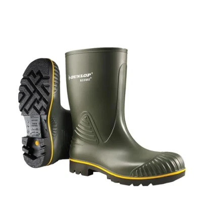 Image of DUNLOP Acifort Heavy Duty Calf Wellington Boot, Green, 7 UK