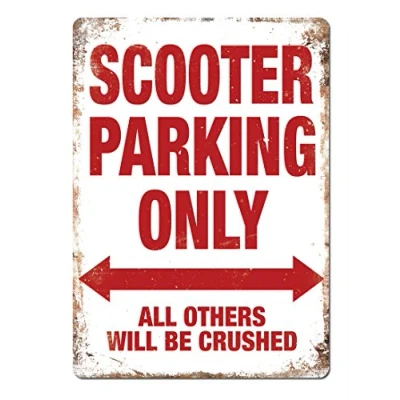 Image of Scooter Parking Metal Wall Sign Plaque Art Inspirational