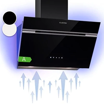 Image of Klarstein Angled Cooker Hoods 60cm With Lights, Kitchen Extractor Fans Hood, Powerful 594m3/h Airflow, RGB LEDs, Class A Energy Efficiency, Cooking Oven Vent Fan