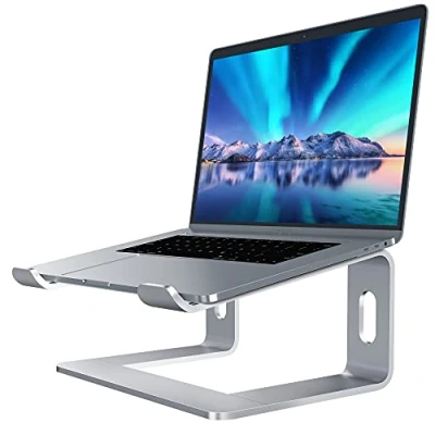 Image of SOUNDANCE Aluminum Laptop Stand for Desk Compatible with Mac MacBook Pro Air Apple Notebook, Portable Holder Ergonomic Elevator Metal Riser 10 to 15.6 inch PC Desktop Computer, LS1 Silver