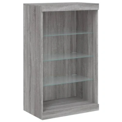 Image of vidaXL Grey Sonoma Sideboard with RGB LED lights Modern Storage Cabinet for Living room Durable Engineered Wood Construction 60.5x37x100cm