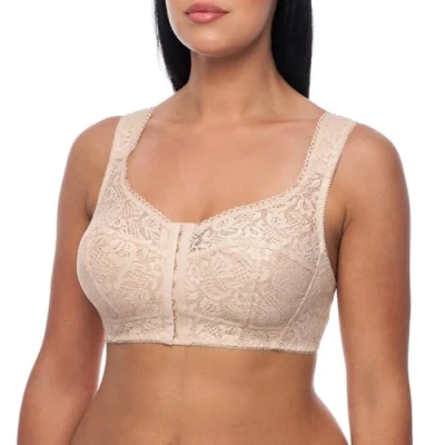 Image of frugue Front Fastening Non Wired Wireless Support Bra Beige 52 J