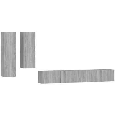 Image of vidaXL 4 Piece TV Cabinet Set Grey Sonoma Engineered Wood