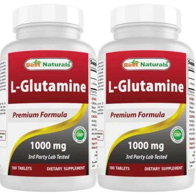 Image of Best Naturals L Glutamine 1000 mg 180 Tablets Fuel for Workout &amp; Supports Muscle Recovery from Workouts (180 Count (Pack of 2))