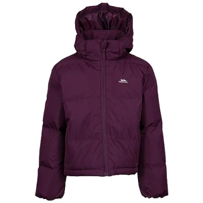 Image of Trespass Girls Casual Cropped Jacket Hooded Elastic Cuff Zipped Pockets Missie