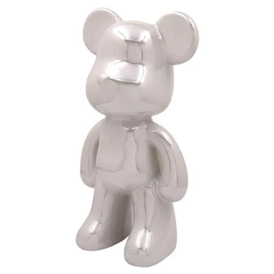 Image of Lesser &amp; Pavey Bear Money Bank Home Ornament Statues Dark Grey, Silver, Iridescentor Pearl (Pearlescent)