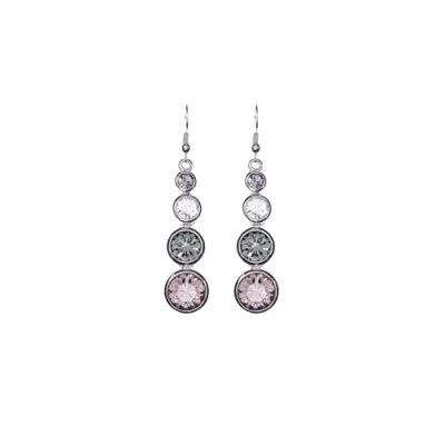 Image of Karen Millen Crystal Teardrop Earrings For Women (Silver/Black Multi Crystal)