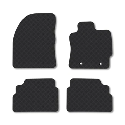 Image of Rubber Car Mats Compatible with Toyota Verso (2009 2018) Tailored Fit Floor Set Accessory Black Custom 4 Pieces Clips Anti Slip Backing, Heavy Duty &amp; Waterproof