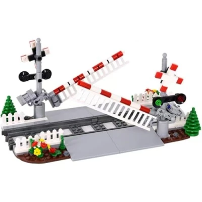 Image of City Train Tracks Railroad Crossing Building Set, Accessories with Crossing, Compatible Major Brands (B)