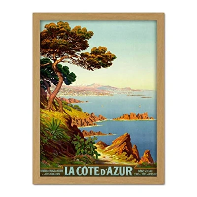 Image of De Tanguy Cote D&#039;azur France Travel Advert Large Framed Art Print Poster Wall Decor 18x24 in