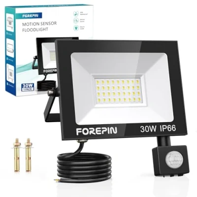 Image of Security Lights Outdoor Motion Sensor 30W 2700LM Flood 36LED Mains Powered PIR IP66 for Garden Backyard Garage Doorways, Cold White