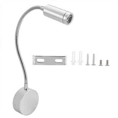 Image of Fdit Wall Mounted Flexible Lamp, 1W Aluminum LED Warm White Lamp 360 Degree Rotation Angle Adjustable for Bedroom (85V 265)