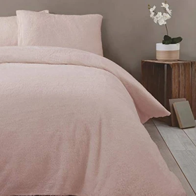 Image of Rapport Home Soft Luxurious Teddy Fleece Quilt Cover Bedding Set Single Pink