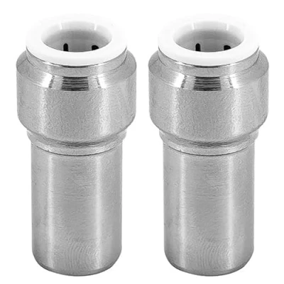 Image of SPARES2GO Radiator Valve 15mm x 10mm Pushfit Chrome Speed Fit Reducing Straight Compression Stem (Pack of 2)