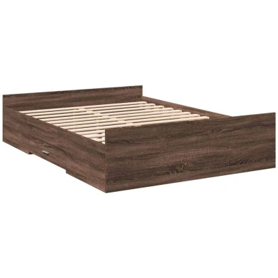 Image of vidaXL Bed Frame with Drawers without Mattress Brown Oak 120x200 cm