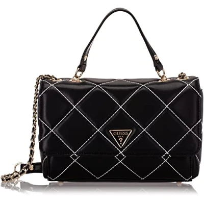 Image of GUESS Women&#039;s Cessily Convertible Crossbody Flap, Black Multi, One Size
