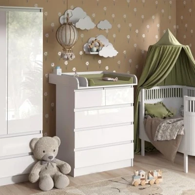 Image of Vicco Changing dresser Emma, White, 80 x 100 cm with 5 drawers