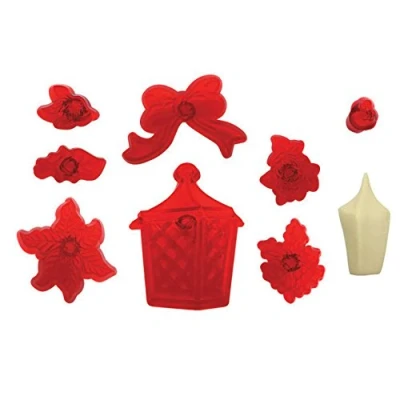 Image of PME 117CH026 JEM Christmas Lantern, Flowers and Foliage Cutters, Set of 9 White 18 x 2 28 cm