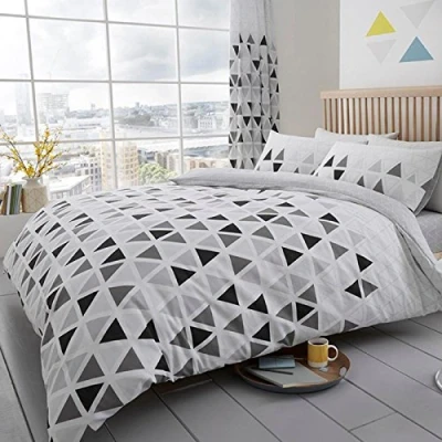 Image of Gaveno Cavailia Luxury GEO TRIANGLE Bed Set with Duvet Cover and Pillow Case, Polyester Cotton, Grey, King