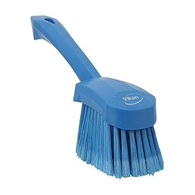 Image of Vikan 41943 Soft/Split Bristles, Washing / Sweeping, Hand Brush, Short Handle, 270mm (Blue)