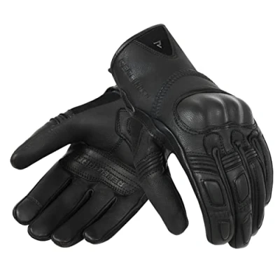 Image of REBELHORN Thug II Motorcycle Leather Gloves SAS TEC Panels for Absorb Impact Breathable Lining Touchscreen Friendly Pads Hard Cover of Wrist Bones CE Certified