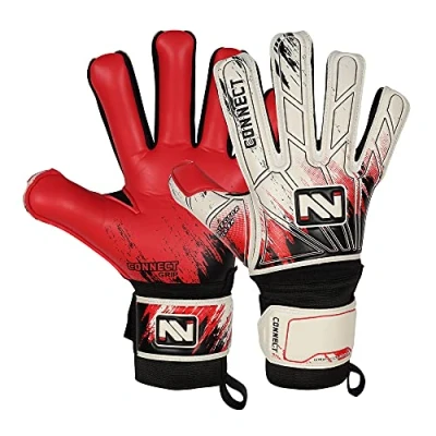Image of CONNECT Goalkeeper gloves Premium Grip, Kids, Youth &amp; Adult, Football with Finger Support, goalie gloves, Goalkeeping Size 4/5/6/7/8/9/10 (Red, 4)