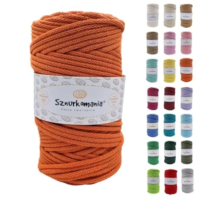Image of Cotton Cord 5 mm 100 m, 46 Colours, White Colour, Macrame Yarn, Braided with Core, Cord, Crochet Rope,