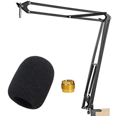 Image of YOUSHARES Rode NT1A Mic Stand with Pop Filter Microphone Boom Arm Windscreen Foam Cover for NT1A, NTK, K2, NT2 A Podcaster