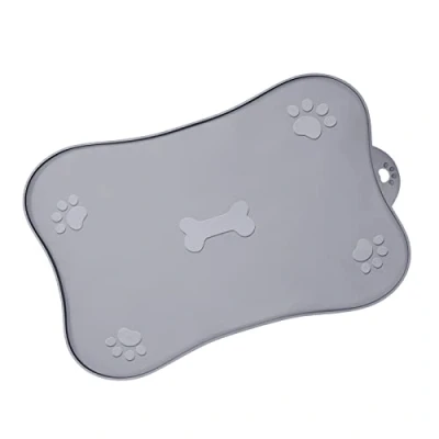 Image of Rianpesn Pet Placemat, Silicone Placemat Bone Shaped, Cat Dog Feeding Bowl Mats with Raised Edge to Prevent Food or Water from Spilling