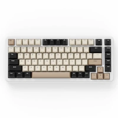 Image of ATTACK SHARK M86 Gasket Mechanical Keyboard, 75% Tri Mode(BT/2.4G/USB C) Wireless RGB Gaming Hot Swappable Custom Pre lubed Linear Switches, PBT Keycaps, 5000mAh(White Cheese)