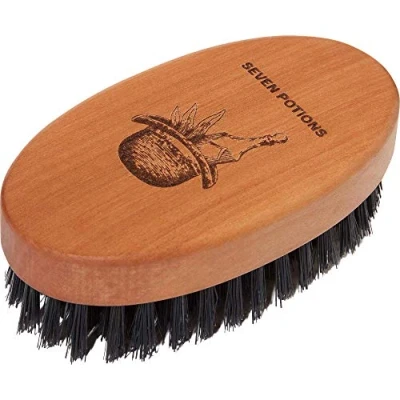 Image of Seven Potions Boar Bristle Beard Brush For Men — Made of Pear Wood with 100% First Cut Hair Firm Bristles To Tame and Soften Your Facial