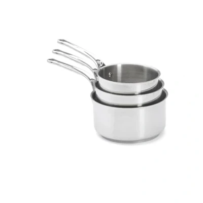 Image of De Buyer 3 Pieces Milady Saucepan Set, Stainless Steel, Silver, 32.99 x 14 cm