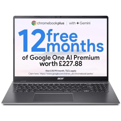 Image of Acer Chromebook Plus 516 CB516 1H Laptop Intel Core i3 1315U, 8GB, 256GB SSD, Integrated Graphics, 16&#039; WUXGA, Chrome OS, Iron