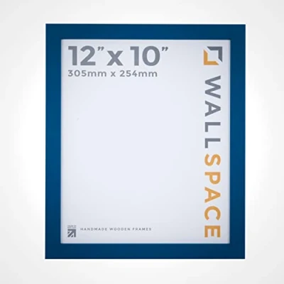 Image of Wall Space 12x10 Blue Frame Modern Wooden Photo inches 10x12 Picture made from WOOD with REAL GLASS 12 x 10