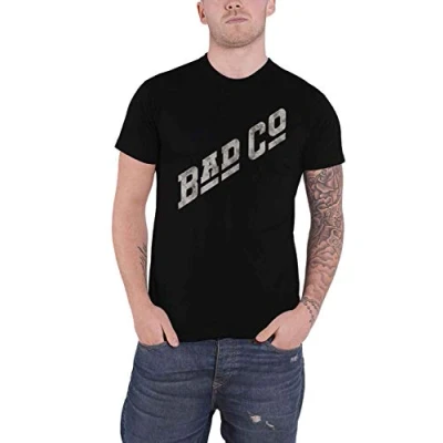 Image of Bad Company T Shirt Slant Band Logo Distressed Official Mens Black XL