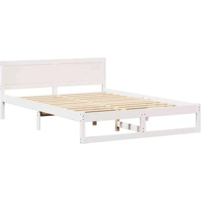 Image of vidaXL Bed Frame White Solid wood 150 x 200 cm Durable