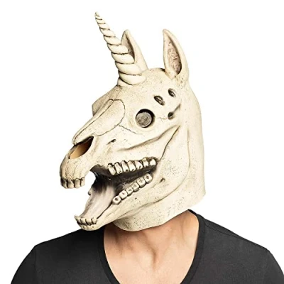 Image of Boland 97584 Unicorn Skull Head Mask Latex Horror Accessory Halloween Carnival Theme Party