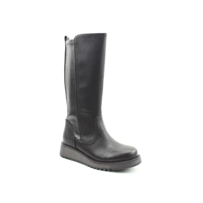 Image of Heavenly Feet Luna Faux Leather Tall Riding Boots, Wedge Heel, Memory Foam, Elastic Panel, 38 cm (Black, UK Footwear Size System, Adult, Women, Numeric, Medium, 8)