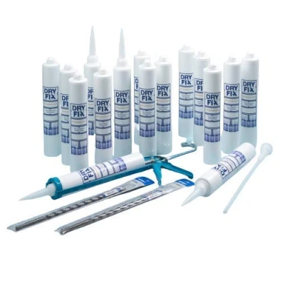 Image of DryFix DPC Damp Proofing Injection Cream 380ml BBA x 16 Kit (with Mastic Gun &amp; 2 12mm SDS Drill Bit)