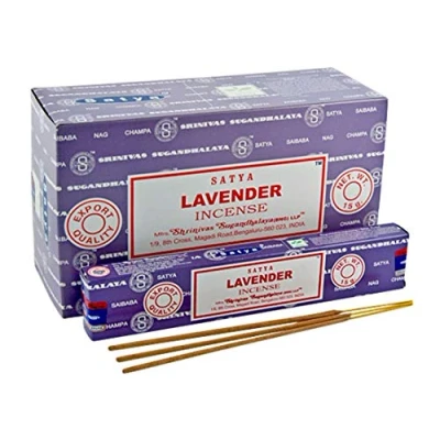 Image of Hari Deals Satya Incense Stick Fragrances Sandal Wood Lavender Champ Musk Positive Vibes Namaste Nag Champa Reiki Rose 6 Packs (Lavender)