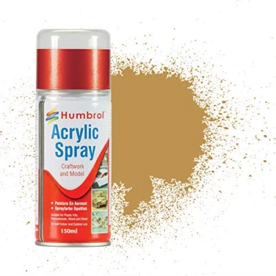 Image of Humbrol Modellers Spray Paint AD6093 No 93 Desert Yellow 150ml Model Paints for Plastic Kits, Fast Drying Modelling Crafting Surfaces Including Plastic, Fabric, Wood &amp; Metal Models