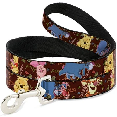 Image of Buckle Down Pet Leash Winnie the Pooh Character Poses 4 Feet Long 1&quot; Wide