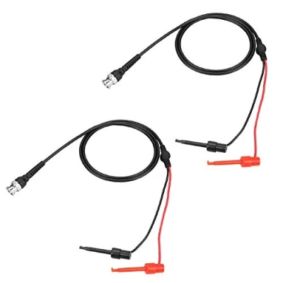 Image of Akozon BNC to Dual Testing Plunger Hook, Coaxial Cable, 2Pcs Hook Probe Oscilloscope Machine Test Lead Cables for Work Mechanical