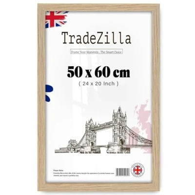Image of TradeZilla Classy Oak 50 cm x 60 MDF Poster Frame for Family Photos Rectangle Wall Decoration 20 Inch 24 [ ]