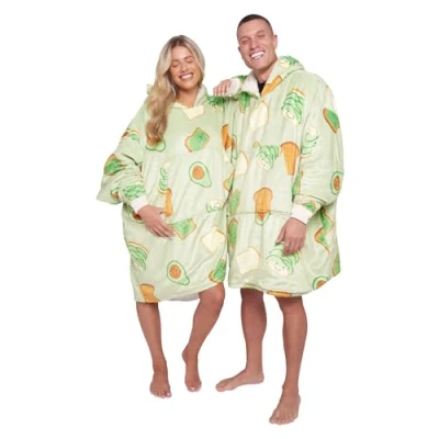 Image of GC GAVENO CAVAILIA Avocado Hoodie Blanket, Oversized Sherpa Hooded, Wearable Blankets Hoody Sweatshirt, One Size Fits Gifts For Unisex Stich Hoodies