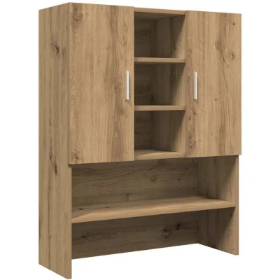 Image of vidaXL Washing Machine Cabinet/Laundry Cupboard Artisan Oak, Engineered Wood, 70.5x25.5x90cm, Spacious with 2 Doors &amp; 4 Compartments
